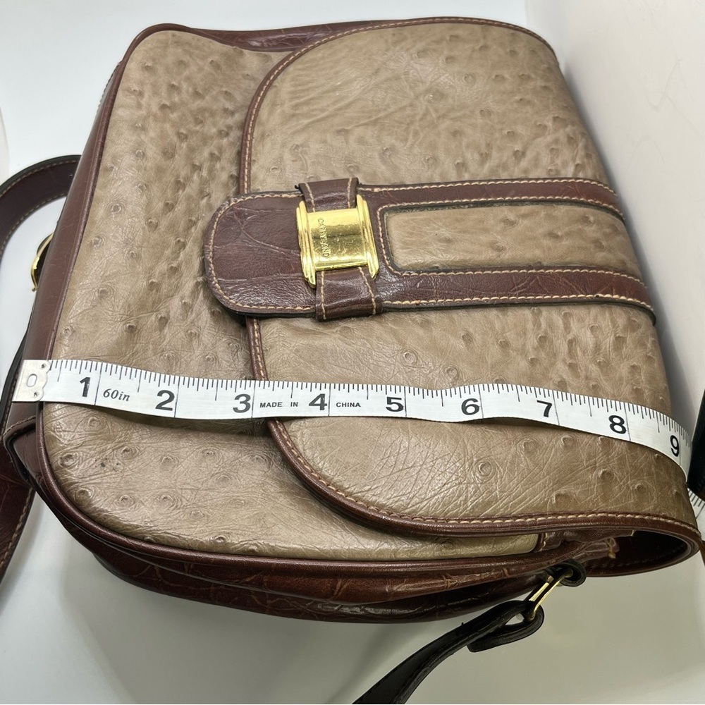 Carryland Ostrich-Embossed Shoulder Bag | Adjustable Strap | Multi-Compartment - Picture 8 of 15